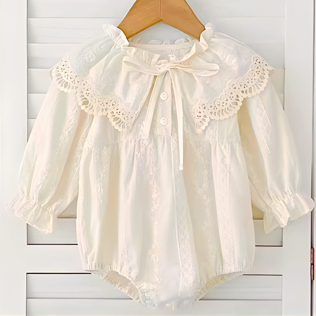 Barboteuse BÉBÉ 100% Coton Brodée - "Fleurs de Coton" | Etika Paris