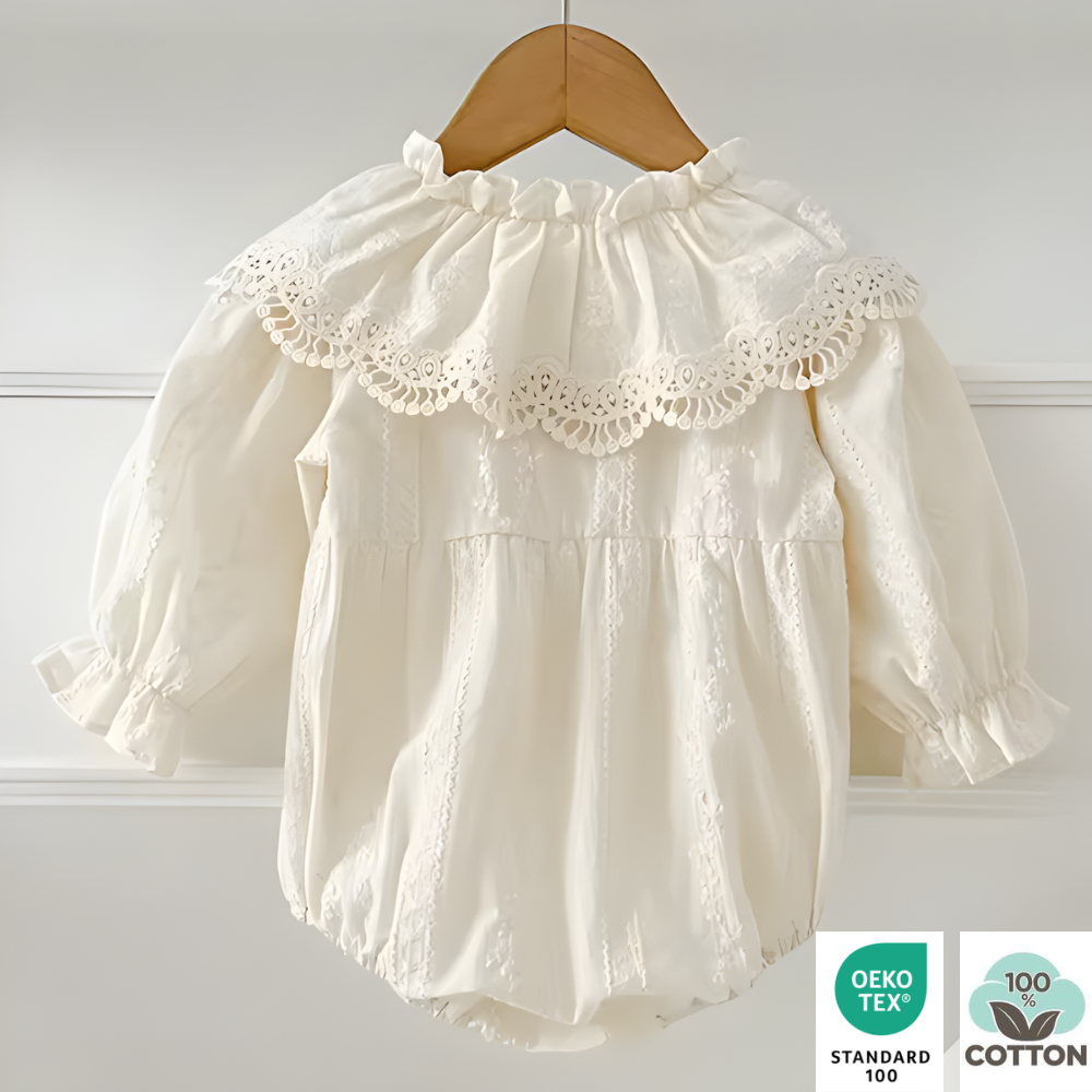 Barboteuse BÉBÉ 100% Coton Brodée - "Fleurs de Coton" | Etika Paris