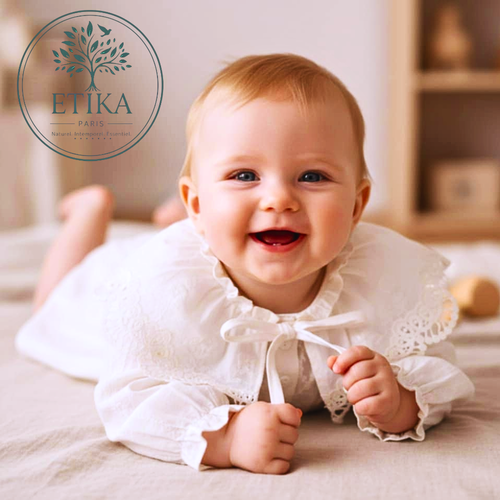 Barboteuse BÉBÉ 100% Coton Brodée - "Fleurs de Coton" | Etika Paris