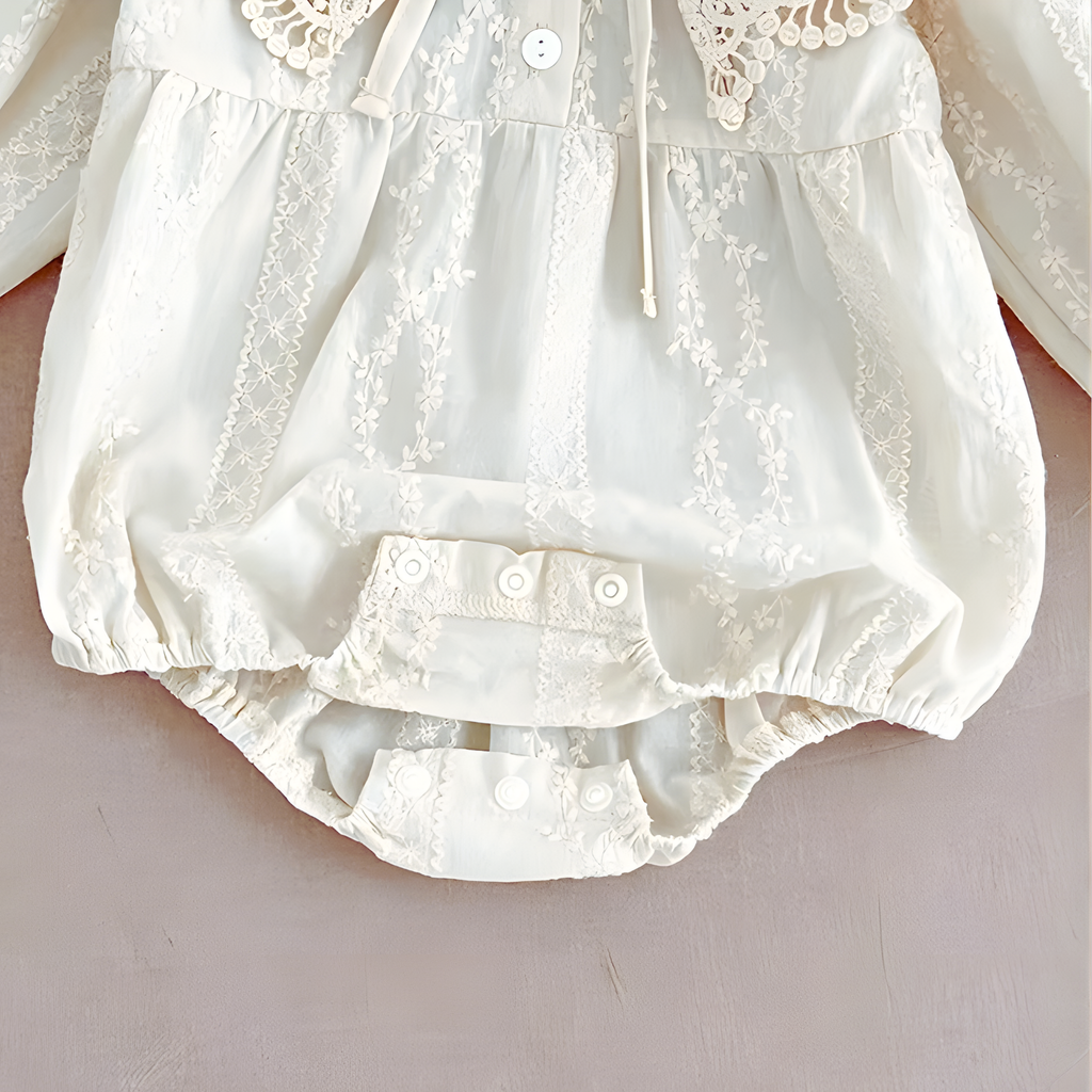 Barboteuse BÉBÉ 100% Coton Brodée - "Fleurs de Coton" | Etika Paris