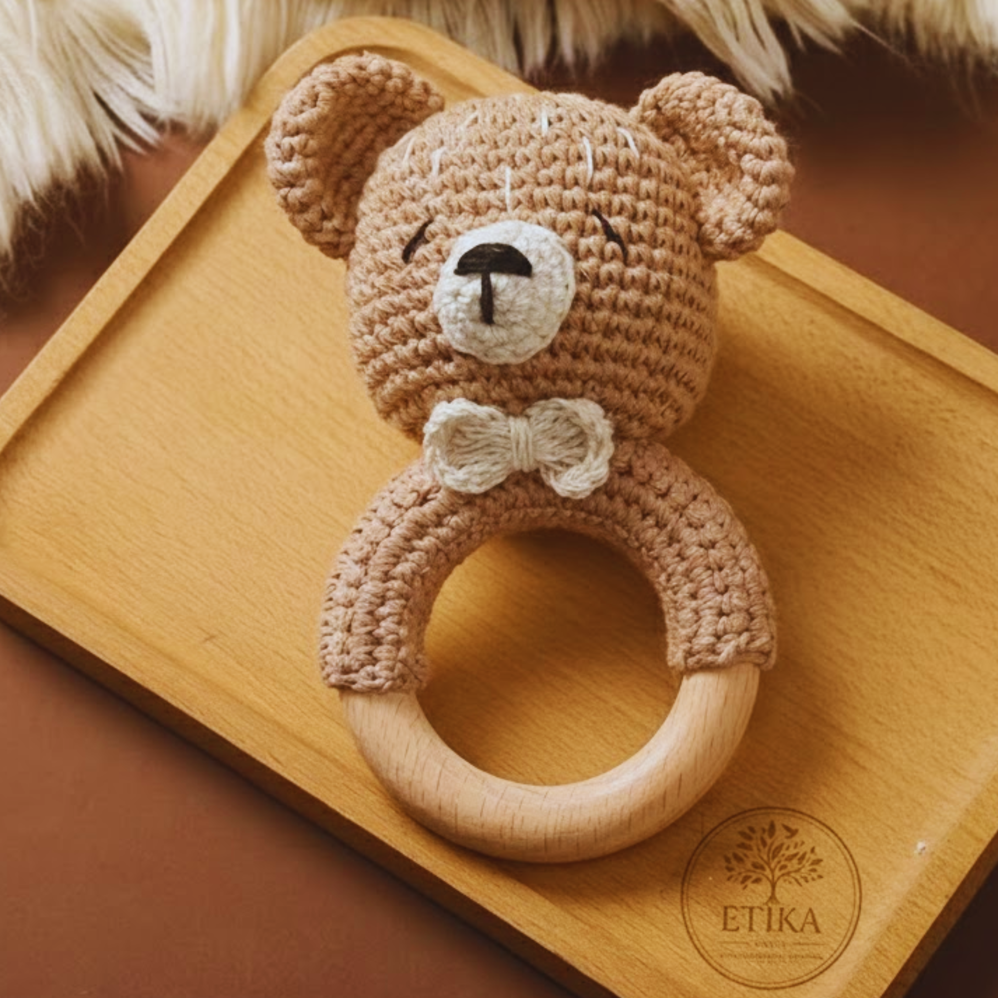 Hochet Ours Crochet & Bois - BPA Free 🐻 (Offre Spéciale)
