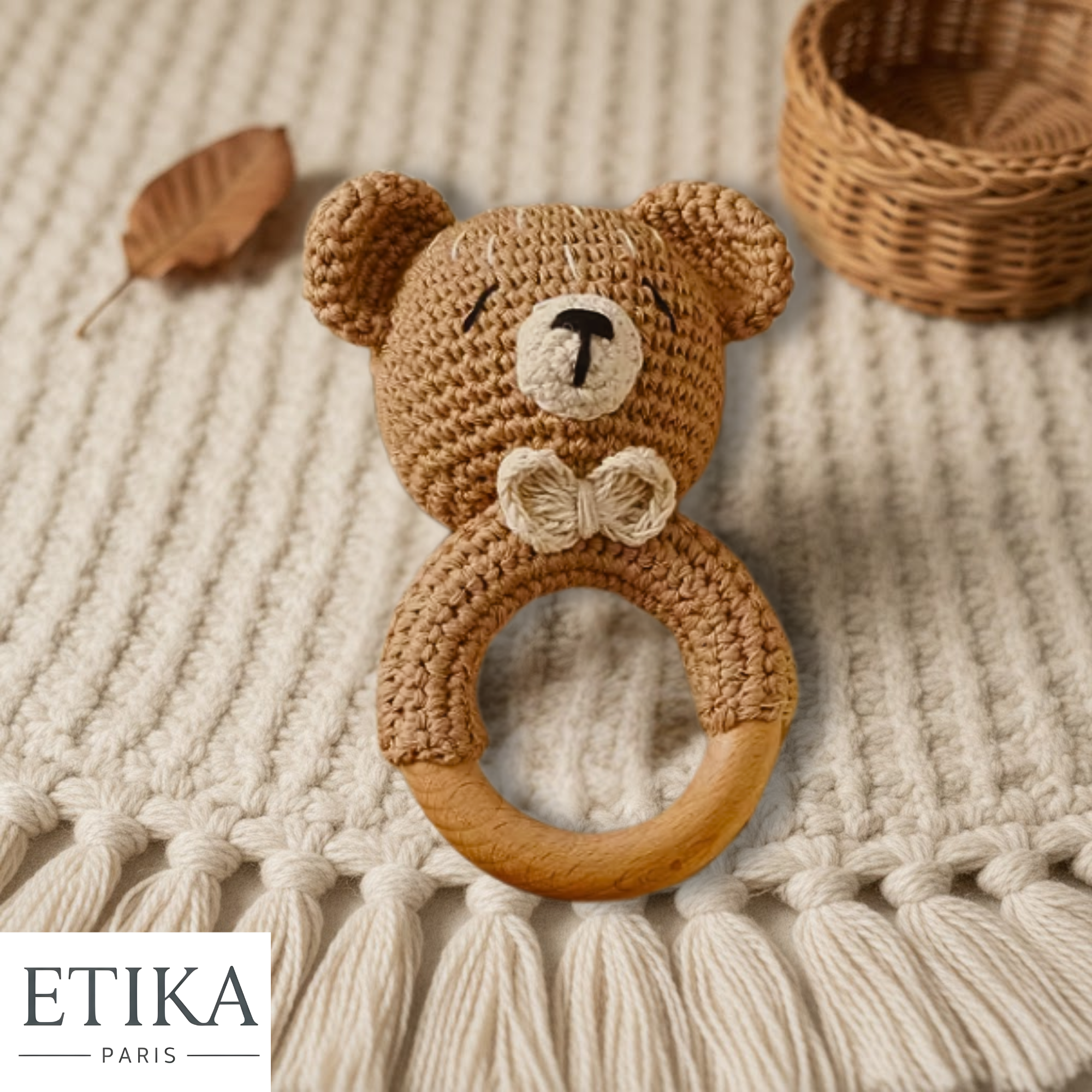 Hochet Ours Crochet & Bois - BPA Free 🐻 (Offre Spéciale)