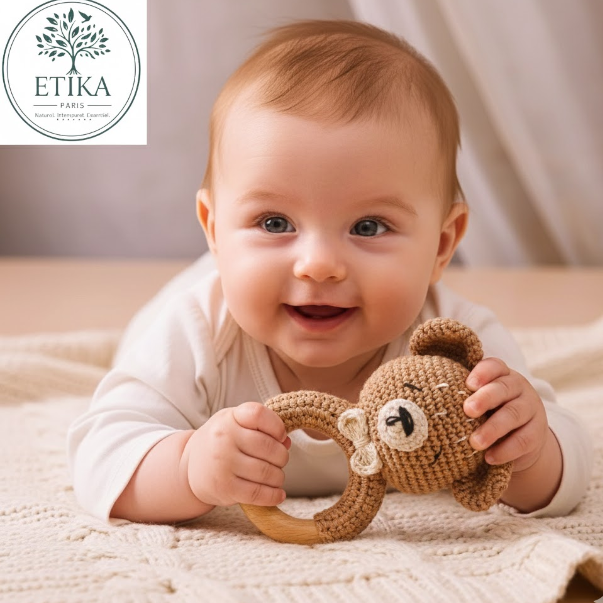 Hochet Ours Crochet & Bois - BPA Free 🐻 (Offre Spéciale)