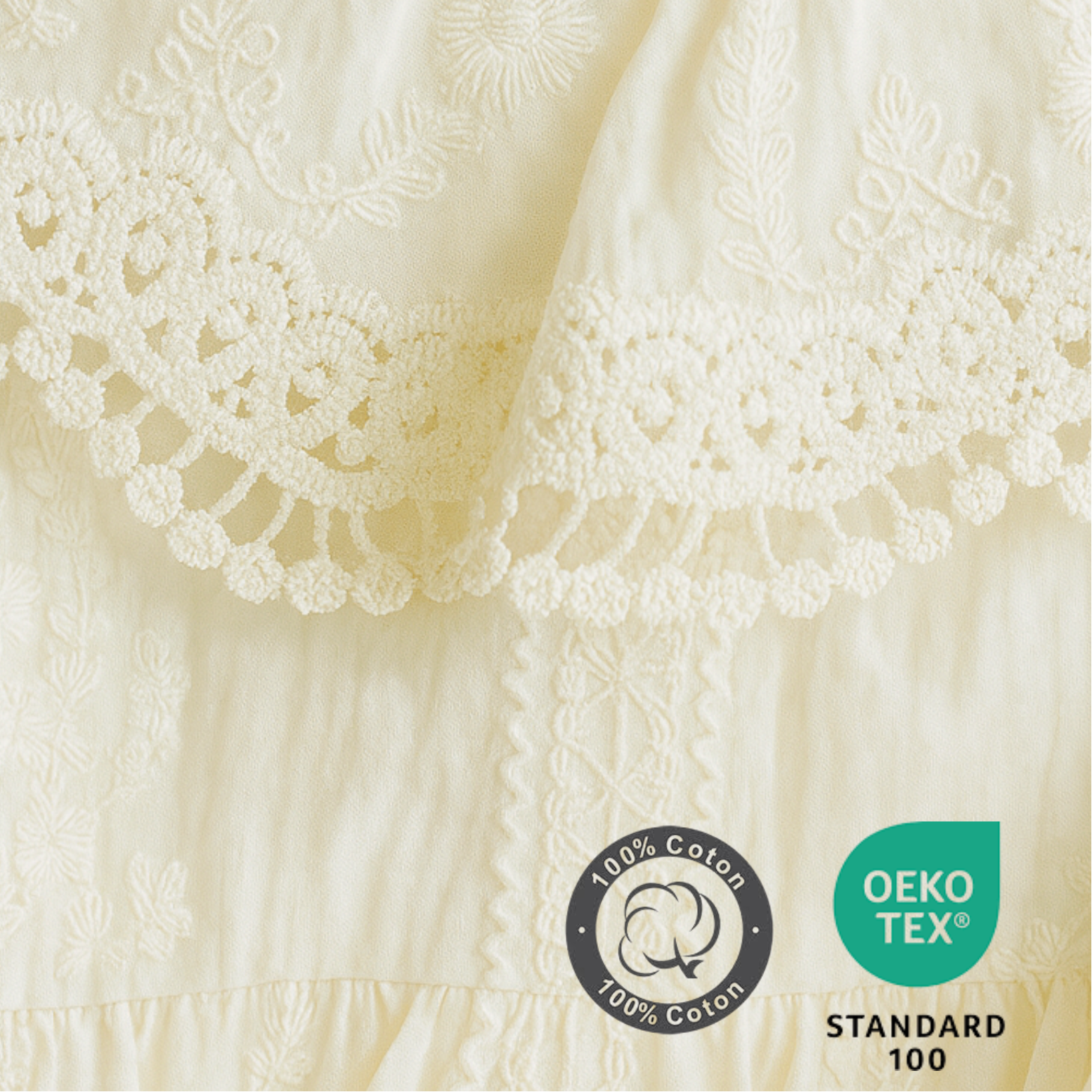 Barboteuse BÉBÉ 100% Coton Brodée - "Fleurs de Coton" | Etika Paris