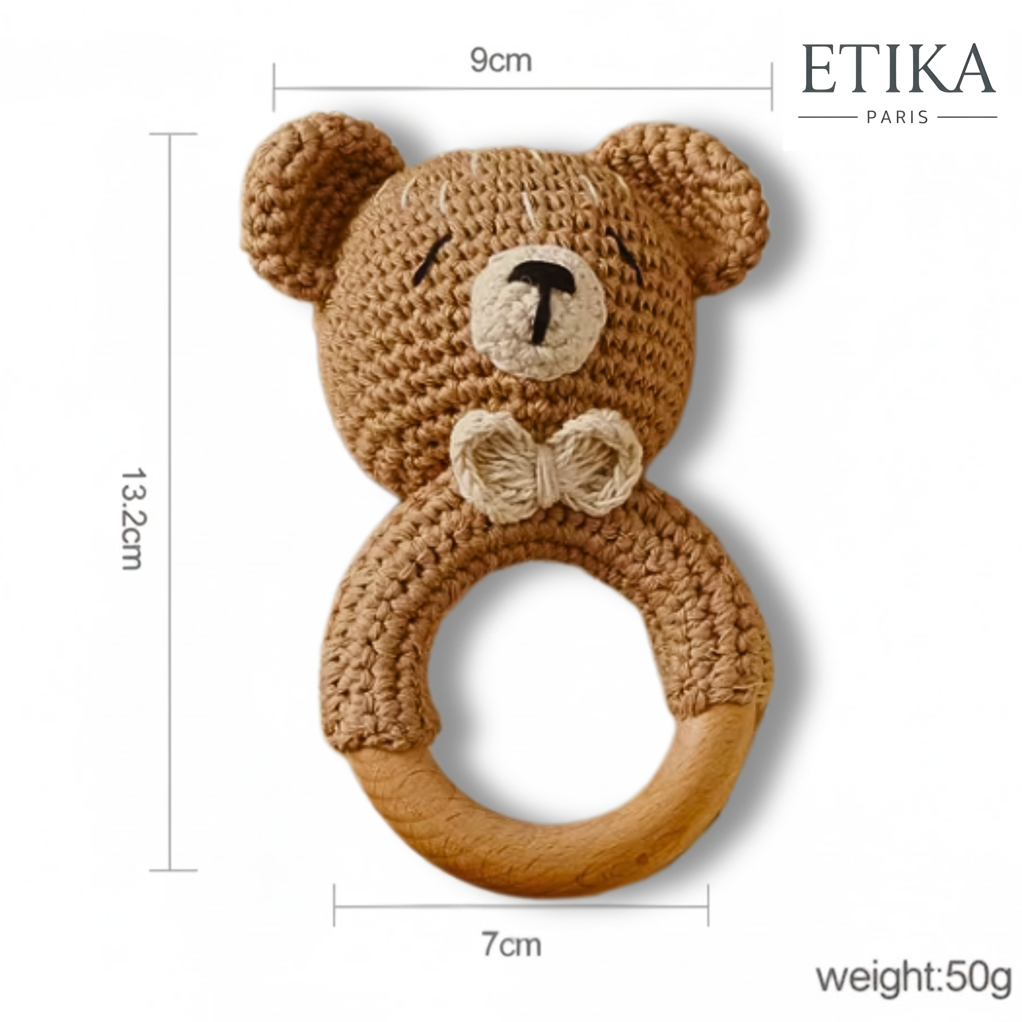 Hochet Ours Crochet & Bois - BPA Free 🐻 (Offre Spéciale)